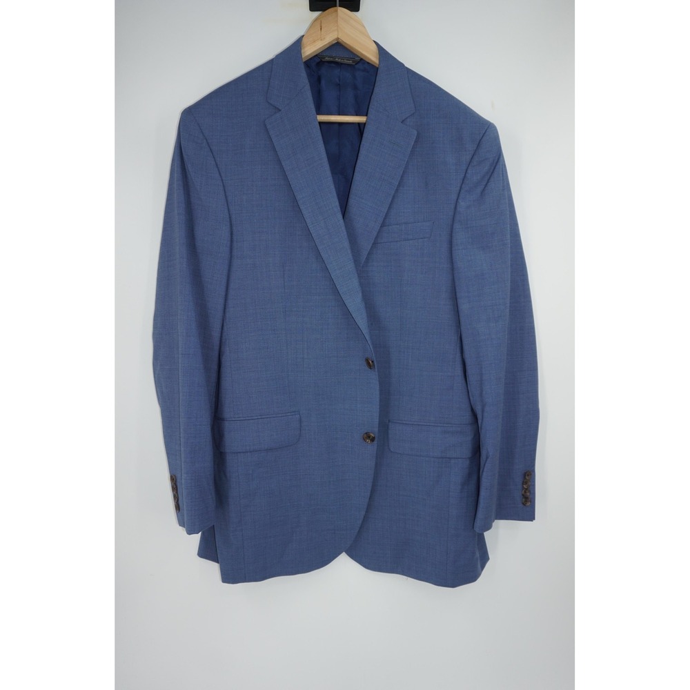 Jack Victor Sport Coat Mens 44L Blue Napoli CT Wool Blazer Super 100s Two Button
